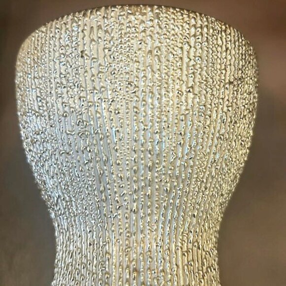 NWOT Set of 2 Luxury Champagne Beaded Ceramic Decorative Candle Holders - Picture 9 of 16